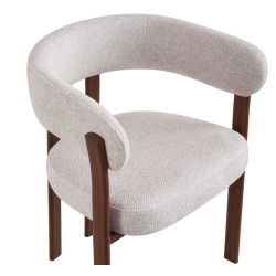 FAUTEUIL ROND JULIA CONTEMPORAIN EN TISSU ET MÉTAL IMITATION BOIS