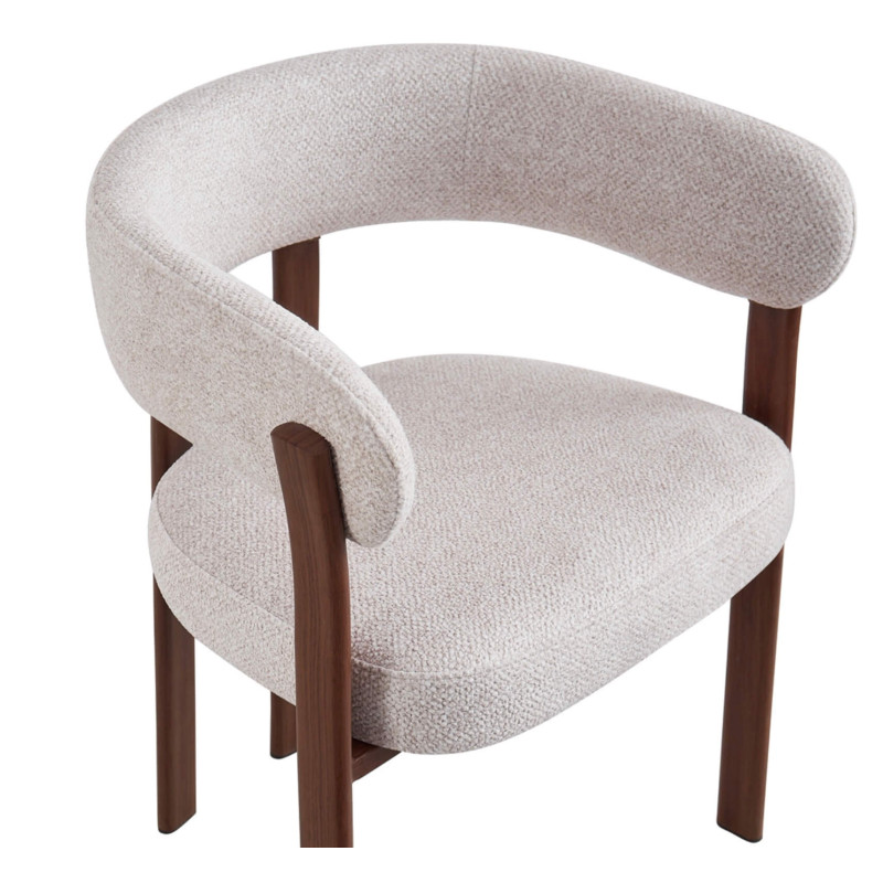 FAUTEUIL ROND JULIA CONTEMPORAIN EN TISSU ET MÉTAL IMITATION BOIS