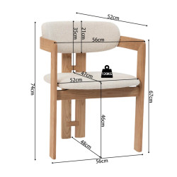 FAUTEUIL SCANDINAVE EN BOIS ET TISSU CAMILLE