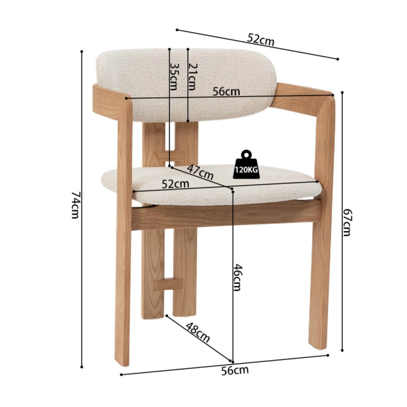 FAUTEUIL SCANDINAVE EN BOIS ET TISSU CAMILLE