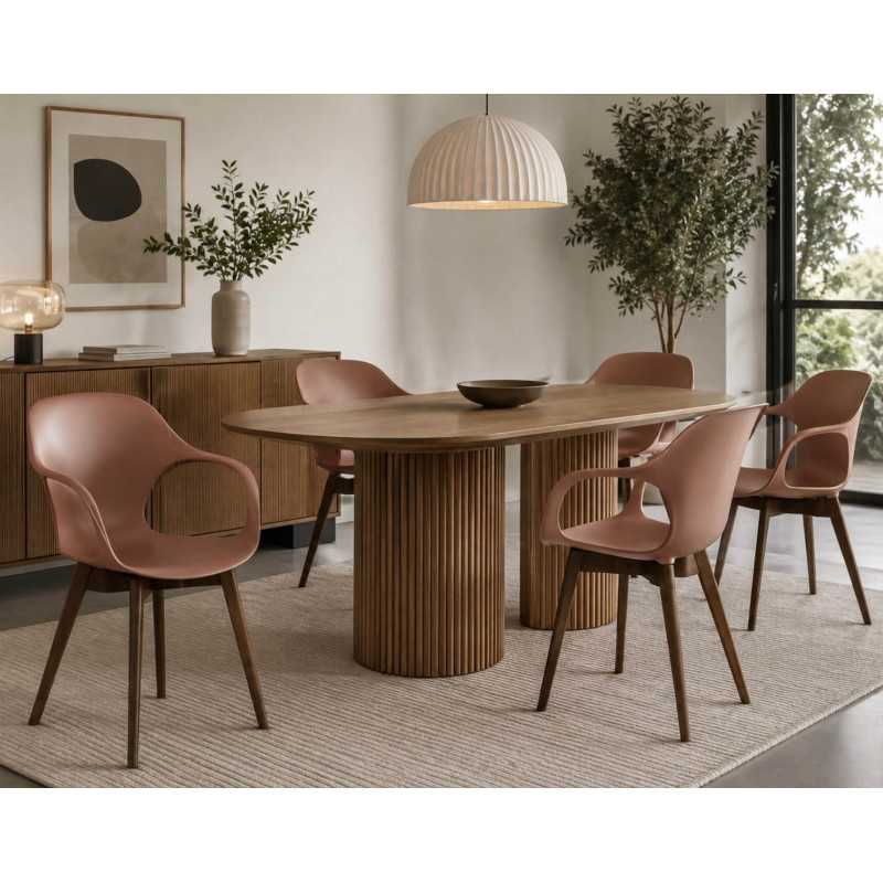 Chaise Accoudoirs Polypropylène et Pieds Bois OPS! - Le Chaisier