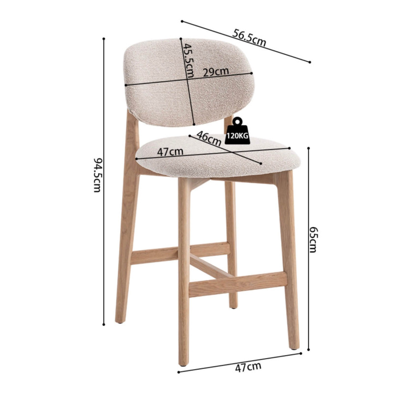 CHAISE D'ÎLOT EN CHÊNE ET TISSU SCANDINAVE CARMEN