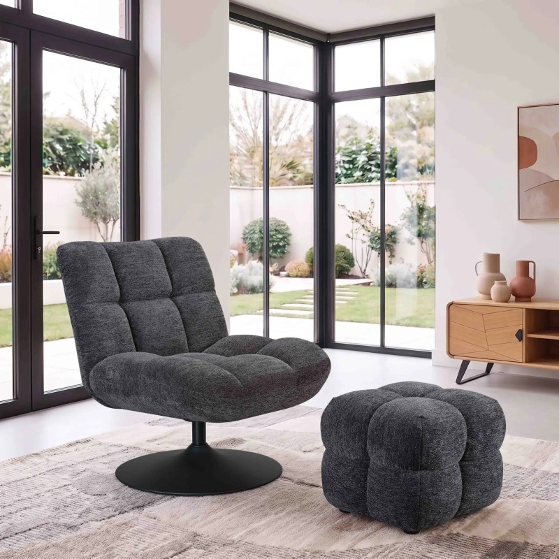REPOSE-PIEDS POUF EN TISSU RETRO ANGELO