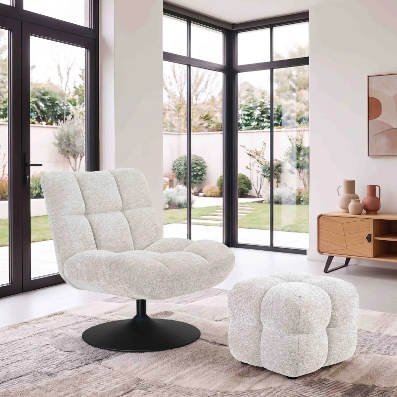 REPOSE-PIEDS POUF EN TISSU RETRO ANGELO