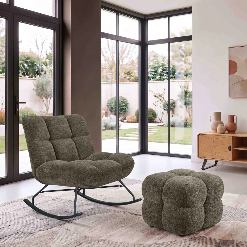 REPOSE-PIEDS POUF EN TISSU RETRO ANGELO