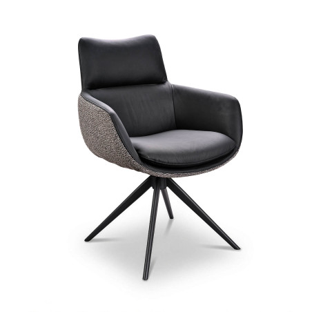 FAUTEUIL MODERNE EN CUIR ET TISSU EMMY