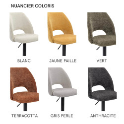 Tabouret Réglable NOLWEEN en Tissu Déco Moderne - Le Chaisier