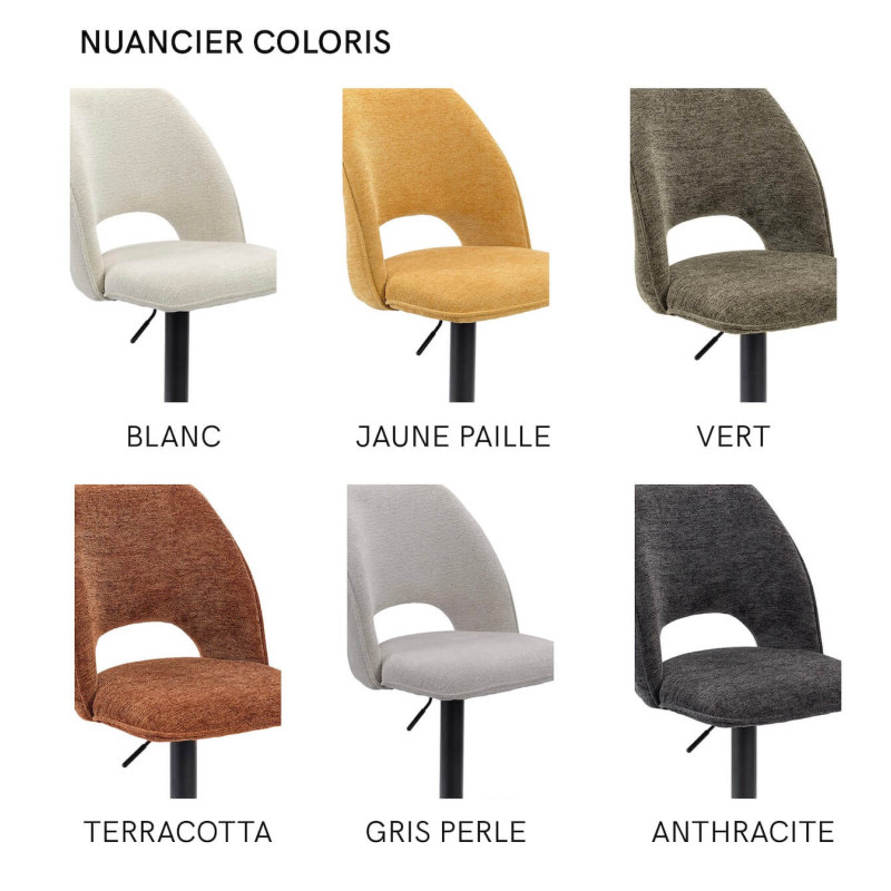 Tabouret Réglable NOLWEEN en Tissu Déco Moderne - Le Chaisier