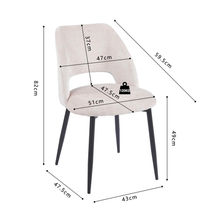 CHAISE CONTEMPORAINE EN TISSU ARLO