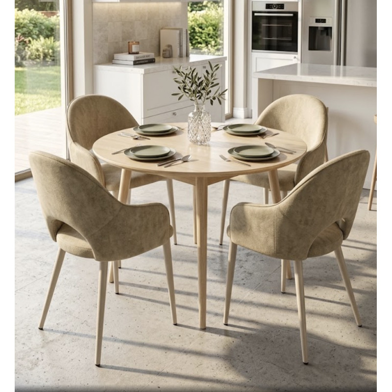 PETIT FAUTEUIL DE SALLE À MANGER ROND EN MICROFIBRE ROSIE