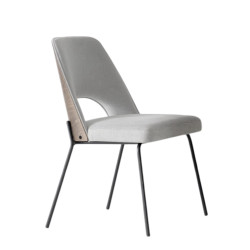 CHAISE CONTEMPORAINE TISSU, BOIS ET MÉTAL MILAN