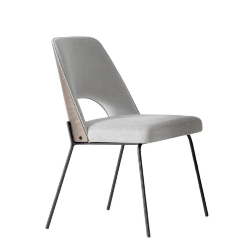 CHAISE CONTEMPORAINE TISSU, BOIS ET MÉTAL MILAN