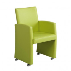 FAUTEUIL DE SALON A ROULETTES SARAH EN SIMILICUIR