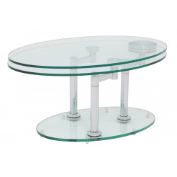TABLE BASSE OVALE EN VERRE