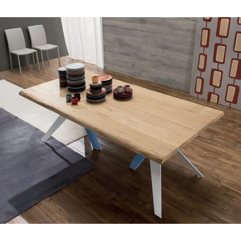 Table salle a manger verre et bois design