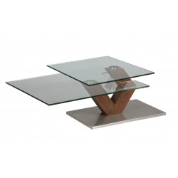 TABLE BASSE VERRE ET BOIS