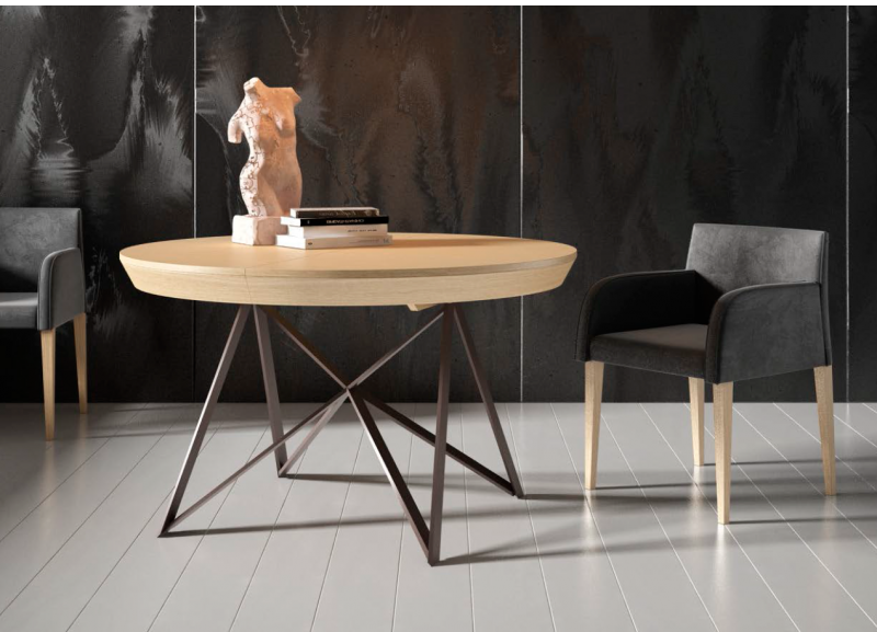 TABLE EXTENSIBLE EN VERRE ET BOIS HORNET